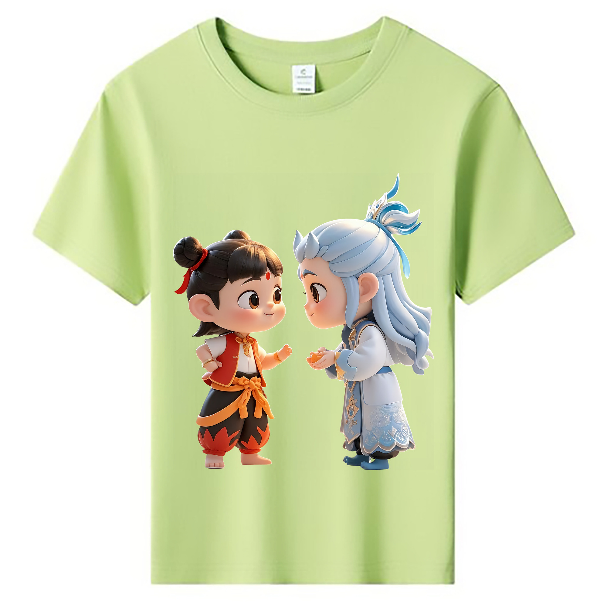 （画像用） Ne Zha 2 ナタ 魔童の大暴れ 綿100％キッズTシャツ（フロントプリント）